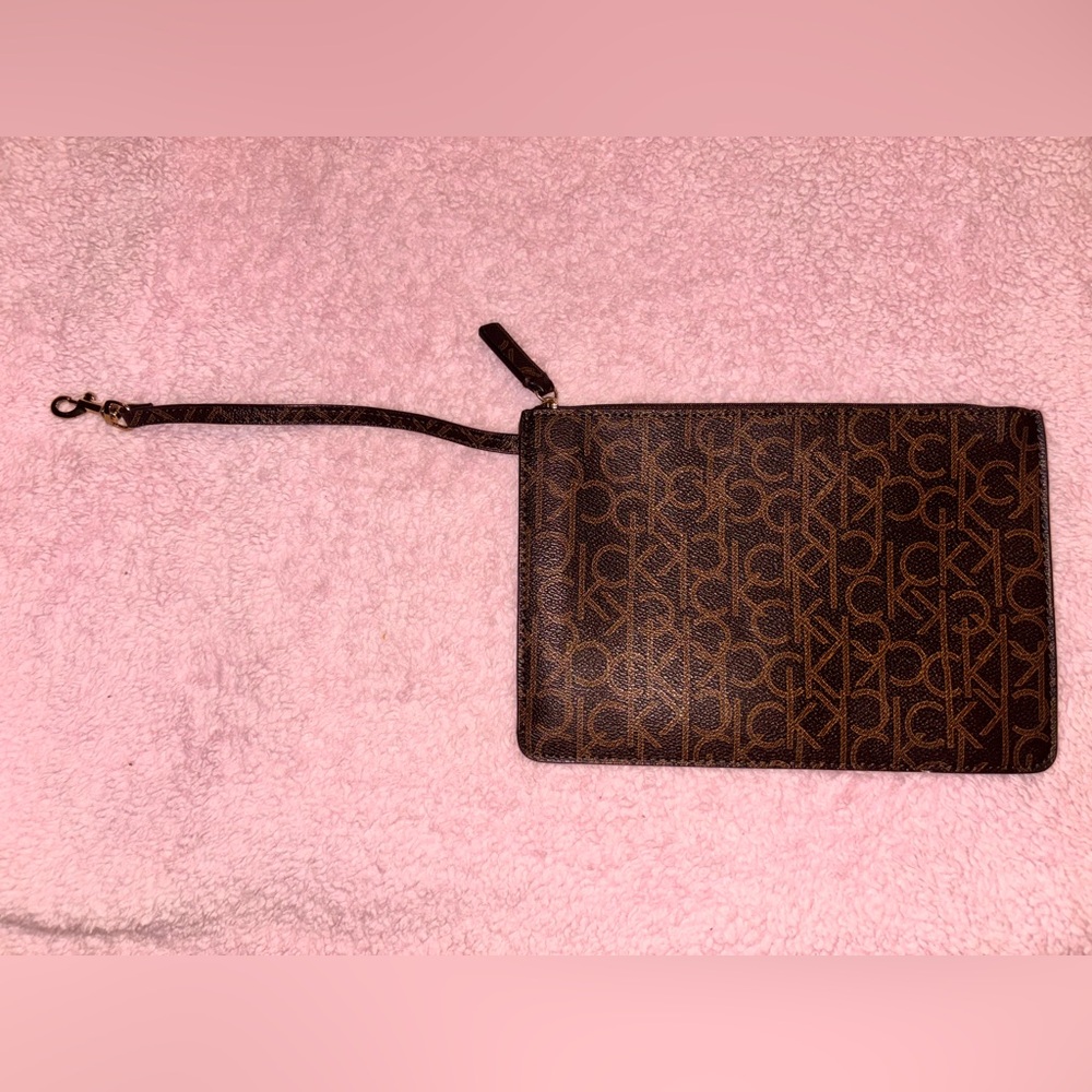 Calvin Klein Monogram Brown Pouch Authentic  NWOT